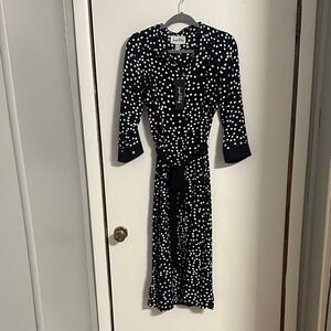 Joseph Ribkoff Black and White Polka Dot Long Sleeve Dress
